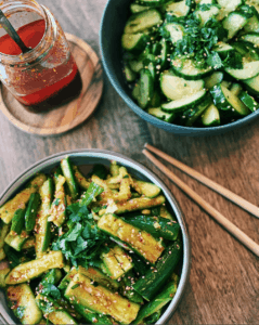 Two Types of Asian Cucumber Salad (Spicy Garlic, Sweet and Sour)