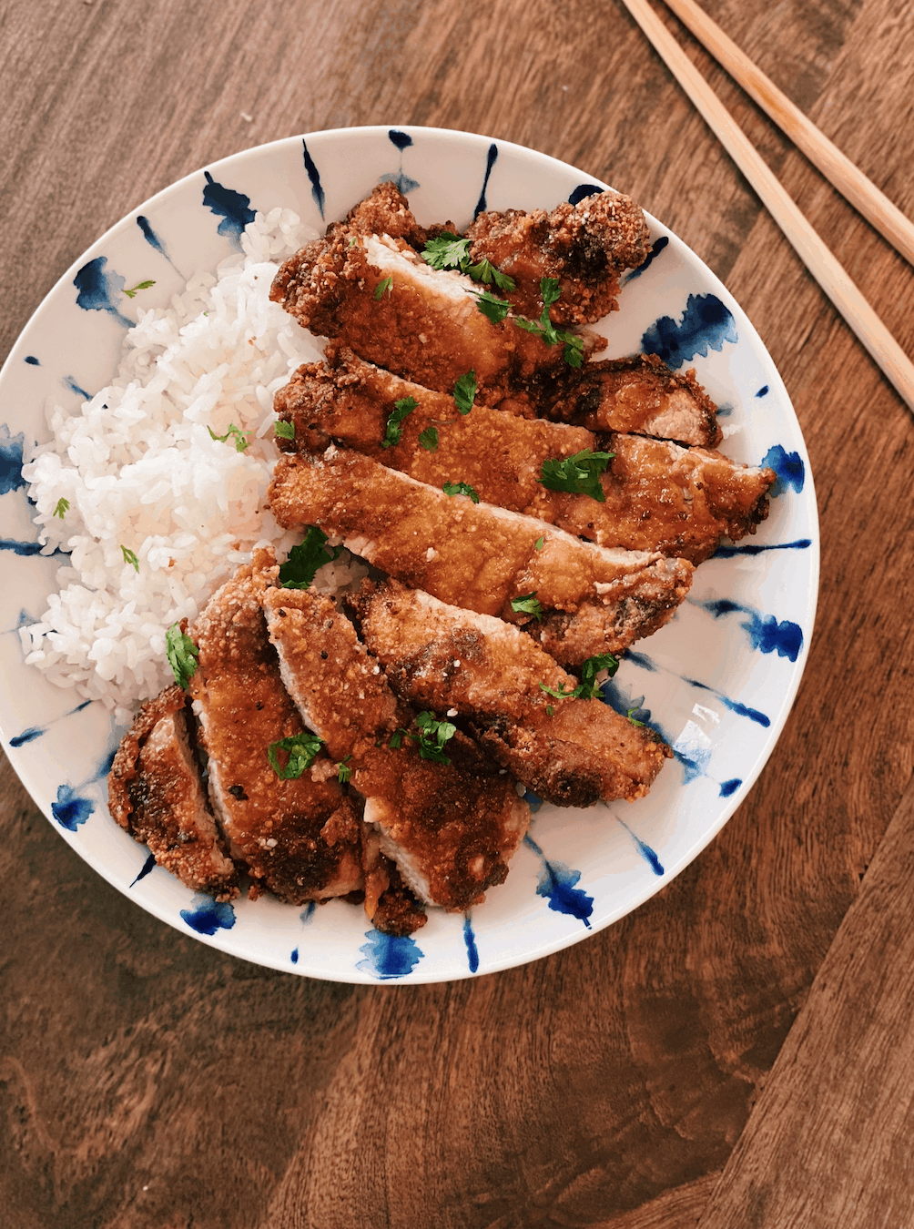 Taiwanese Bento Fried Pork Chops served on rice