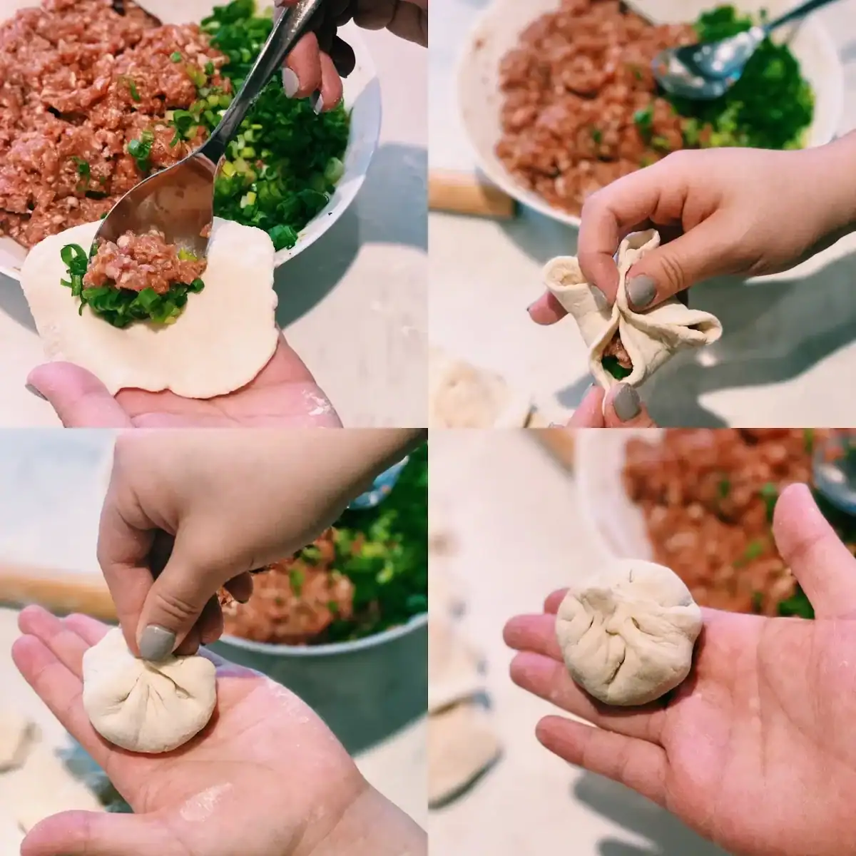 Wrapping Pork Buns for Crispy Pork Buns