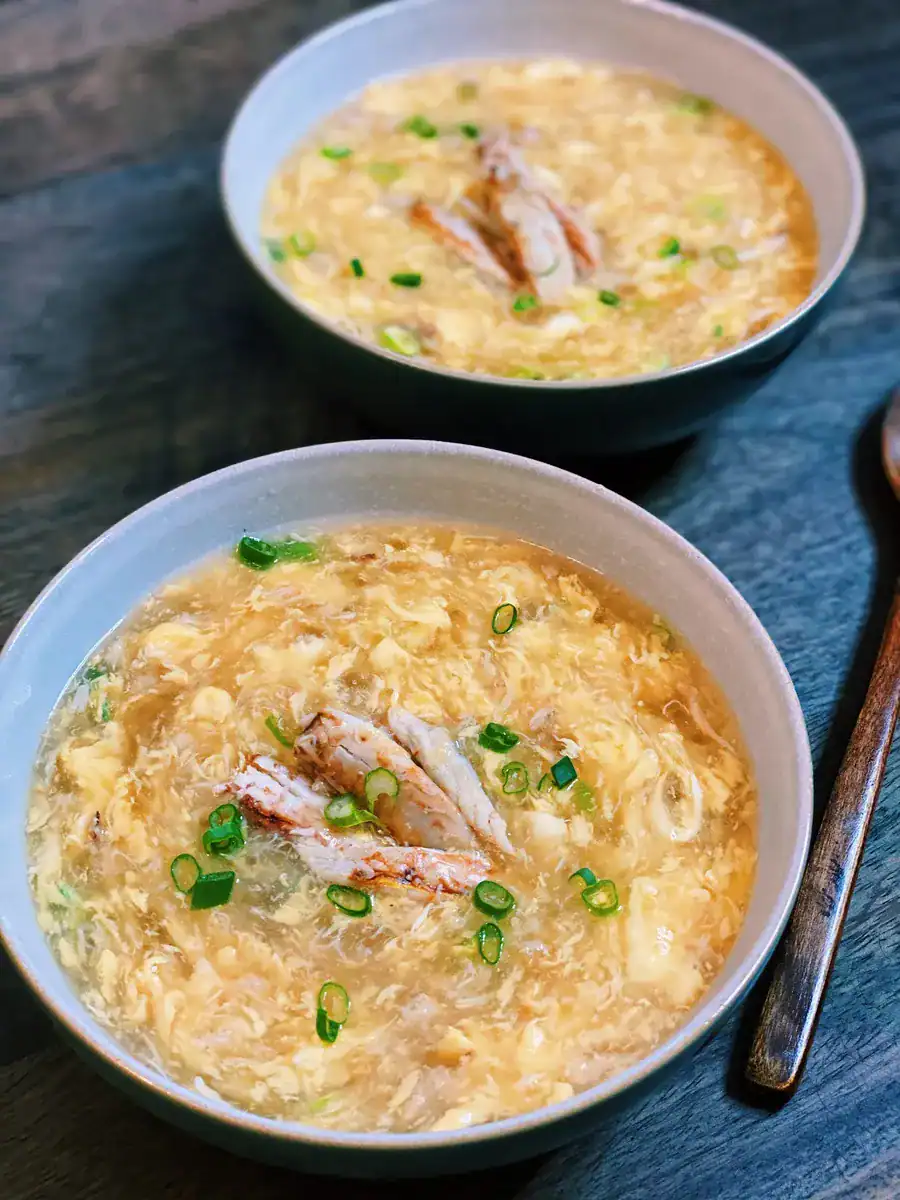 Crab Egg Drop Soup in Bowls