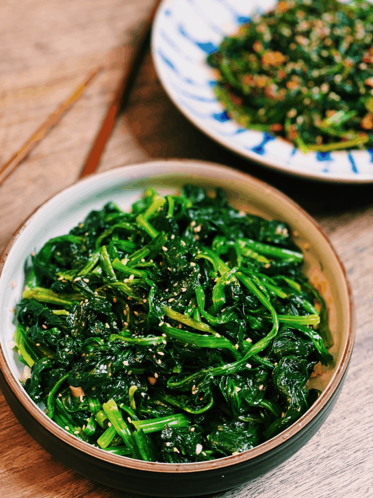 Korean Spinach Salad served as a side dish