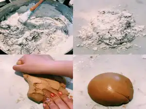 Steps for making brown sugar boba dough