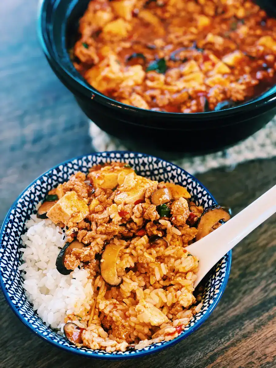 Mapo Tofu served with rice