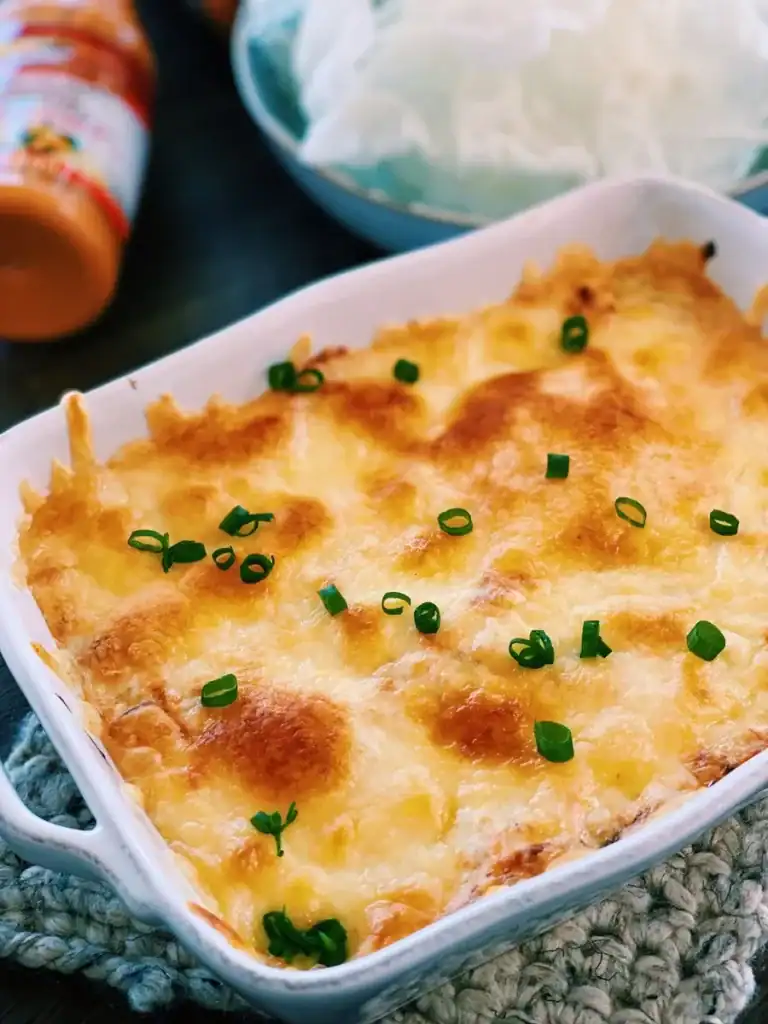Freshly Oven Baked Sriracha Mayo Chicken Dip