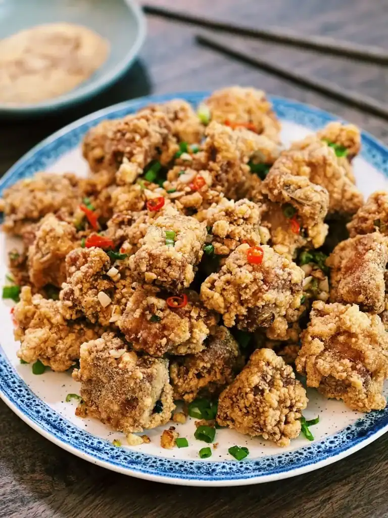 Salt and Pepper Pork Spare Ribs served with extra seasoning salt for dipping