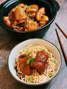A bowl of Braised Pork Hock Noodles