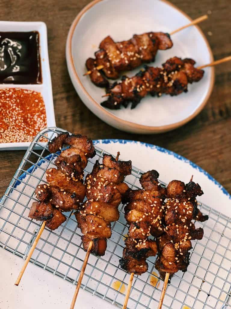 Air Fried Mala Pork Belly Skewers