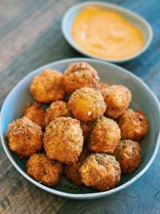 Creamy Mushroom Poppers Served with a Creamy Sauce