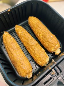 Corn Covered in Creamy Taiwanese BBq Sauce in the Air Fryer