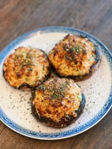 Creamy Stuffed Portobello made in an Air Fryer, served fresh