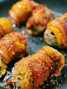 Cheesy Bacon Rice Ball Closeup