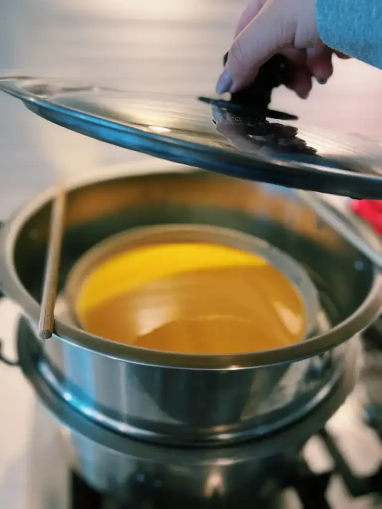 Setting up Chinese Steamed Eggs in the steamer