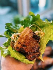 crispy pork belly lettuce wrap
