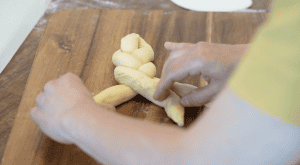 Braiding Asian Milk Bread Dough for Scallion bun