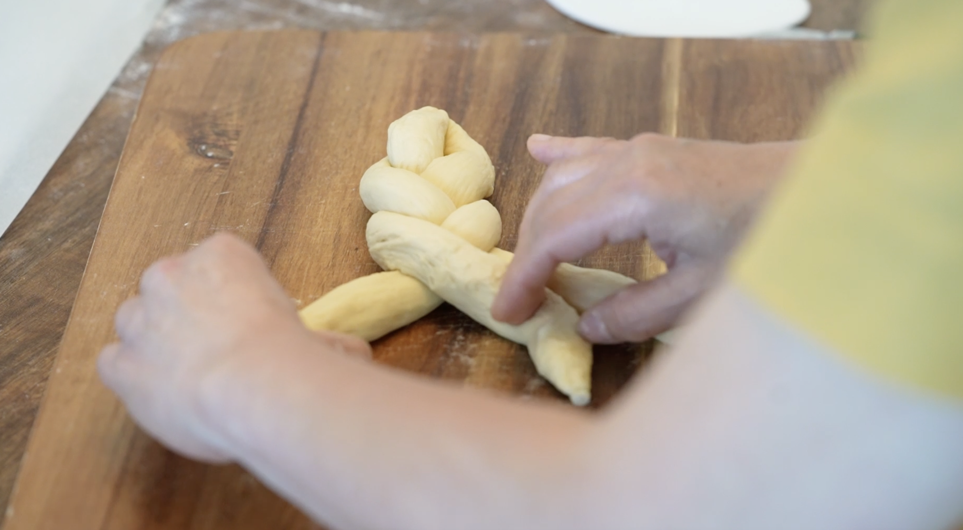 Braiding Asian Milk Bread Dough for Scallion bun