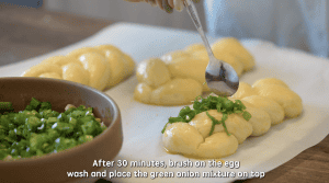 Adding Scallion Oil to Braids of Asian Milk Bread Dough for Scallion bun