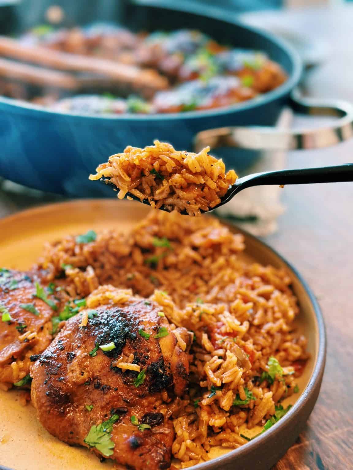 Chicken Spice Top Rice Spicy One-pot Chicken and Rice (EASY!) - Tiffy Cooks