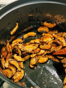 Stir Frying Mushrooms for Taiwanese Braised cabbage