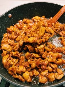 Stir Frying Glazed Chicken For Soy Glazed Chicken Rice Bowl