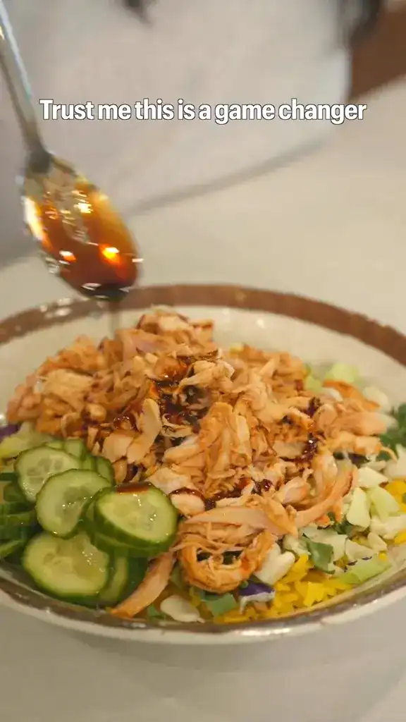 Shredded Asian Rotisserie Chicken made with kai dong Four season Scallion Sauce and Golden Shallot Oil 