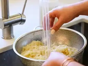 Cook noodles separately and rinse in cold water to a make Bibim Guksu Spicy Korean Cold Noodles
