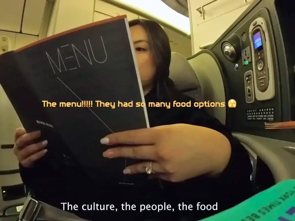 Flying Vancouver To Taipei with Eva Air Business Class, choose meal from menu