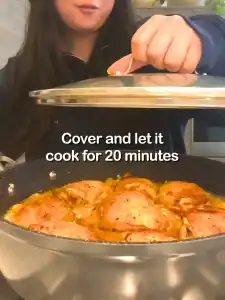 To finish the one pot chicken and rice, turn the heat to medium; place the chicken on the rice, and pour in chicken stock or water. Cover and cook for 20-25 minutes or until all the liquids are absorbed into the rice.
