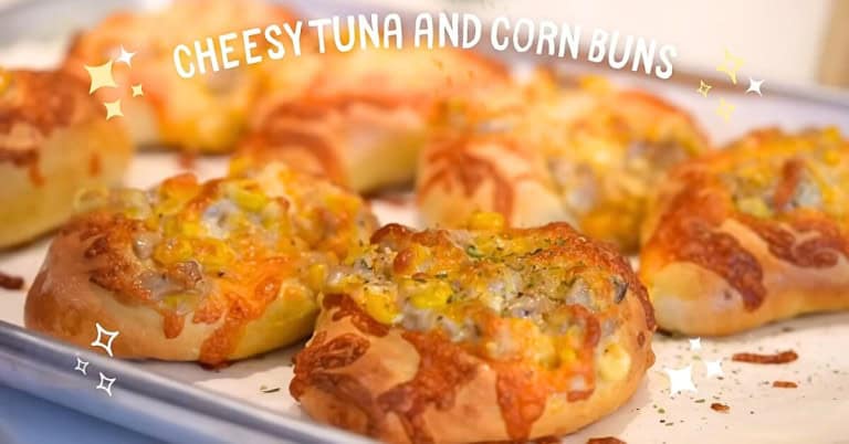 Cheesy Tuna Buns made with Asian Milk Bread Dough and a Cheesy Tuna Corn Mayo Mix