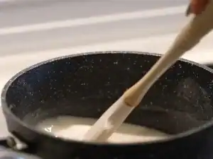 Simmer flour and water to make tangzhong for making Asian Milk Bread with flavors like chocolate