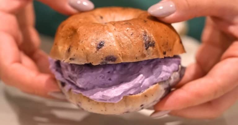 Japanese Blueberry Bagel with Blueberry Cream Cheese