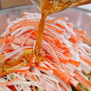 Super Refreshing Asian Wasabi Soy Crab Salad made with bell peppers, cucumbers, imitation crab, and a wasabi soy dressing