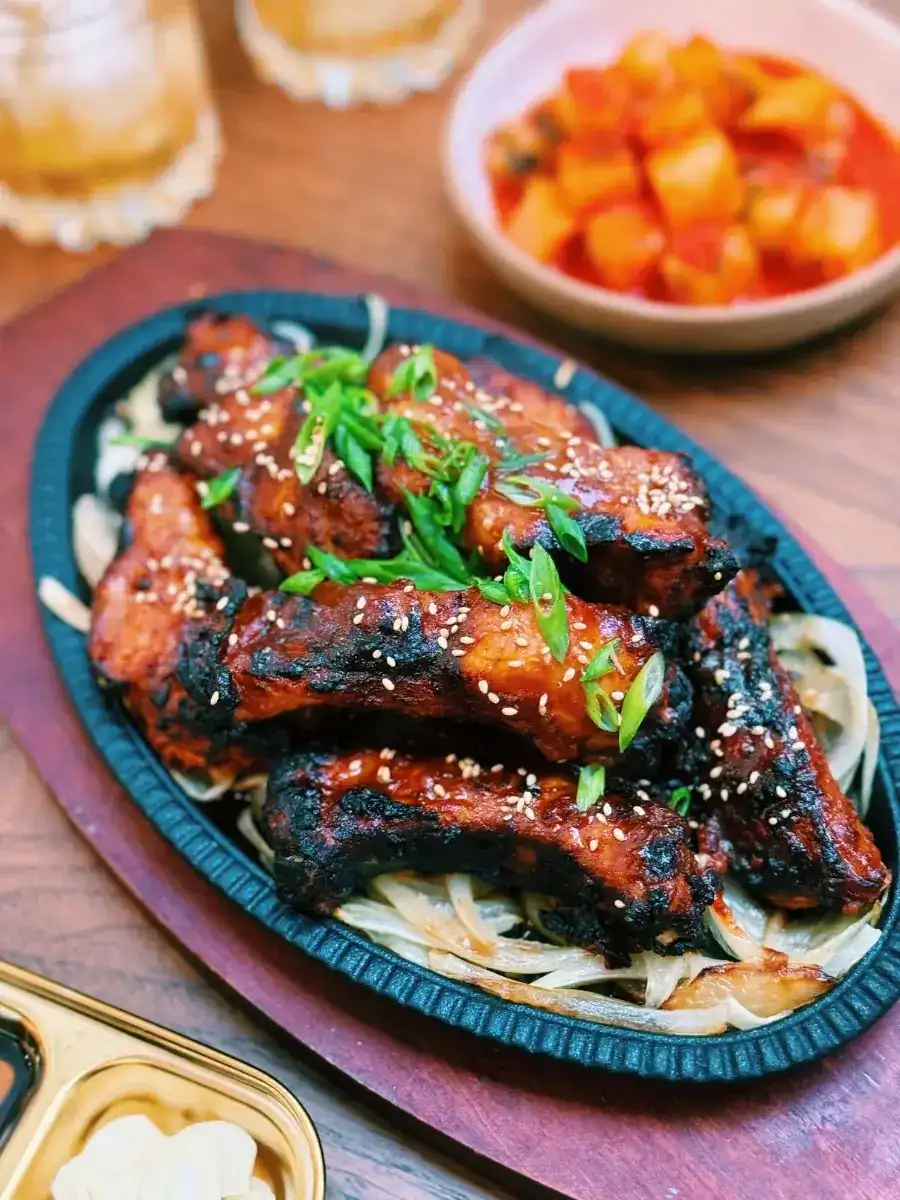 Korean Sweet Spicy Short Ribs Served