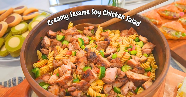 Dairy-Free Creamy Sesame Soy Chicken Pasta Salad