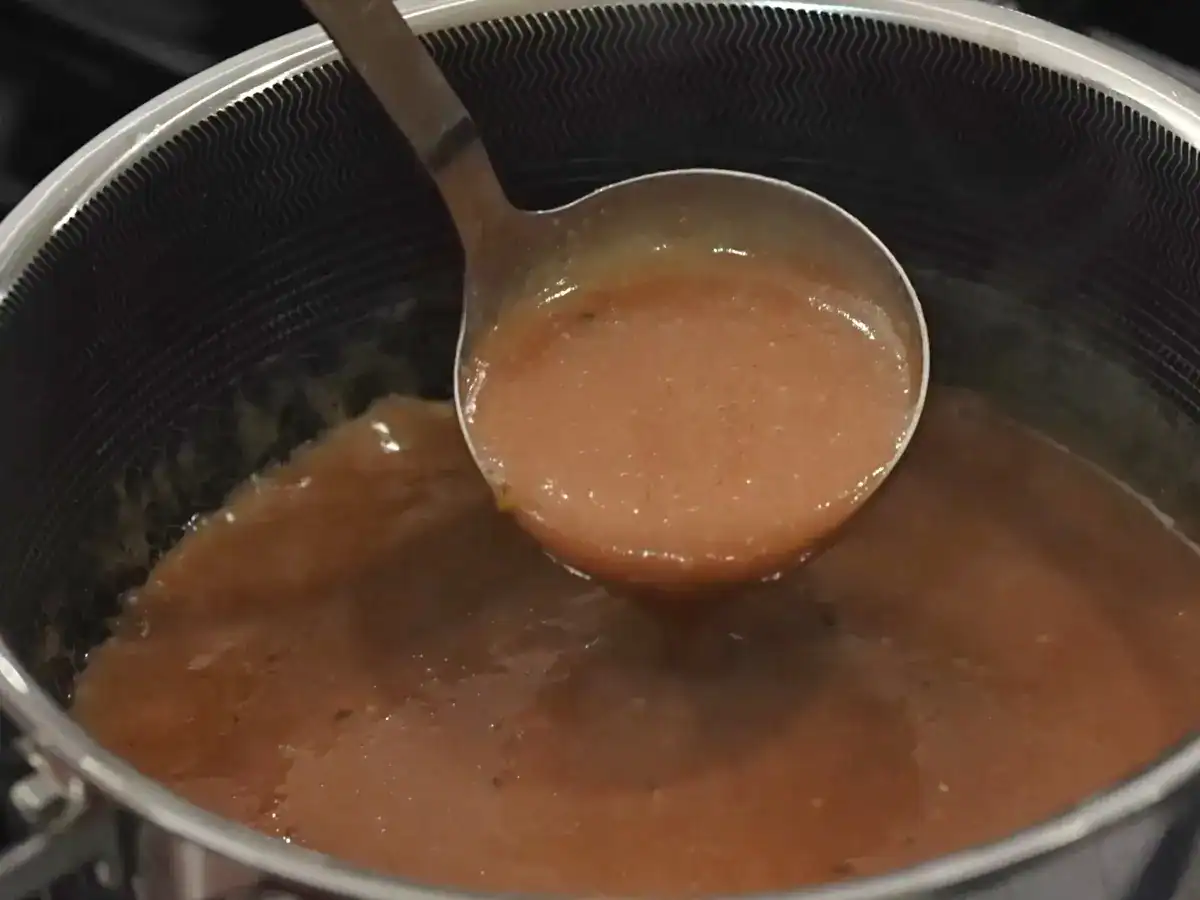 Red Wine Au Jus made with Herb Crusted Prime Rib drippings, red wine, flour, and beef broth