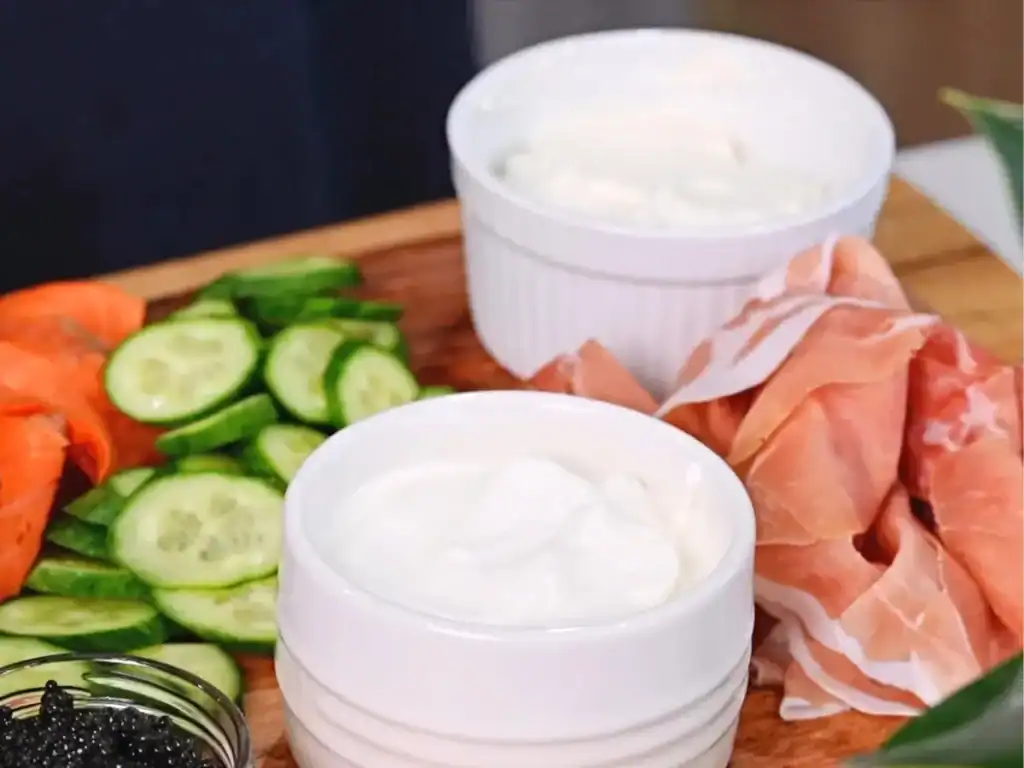 Smoked Salmon Caviar Brunch Board Cream Cheese and Creme Fraiche