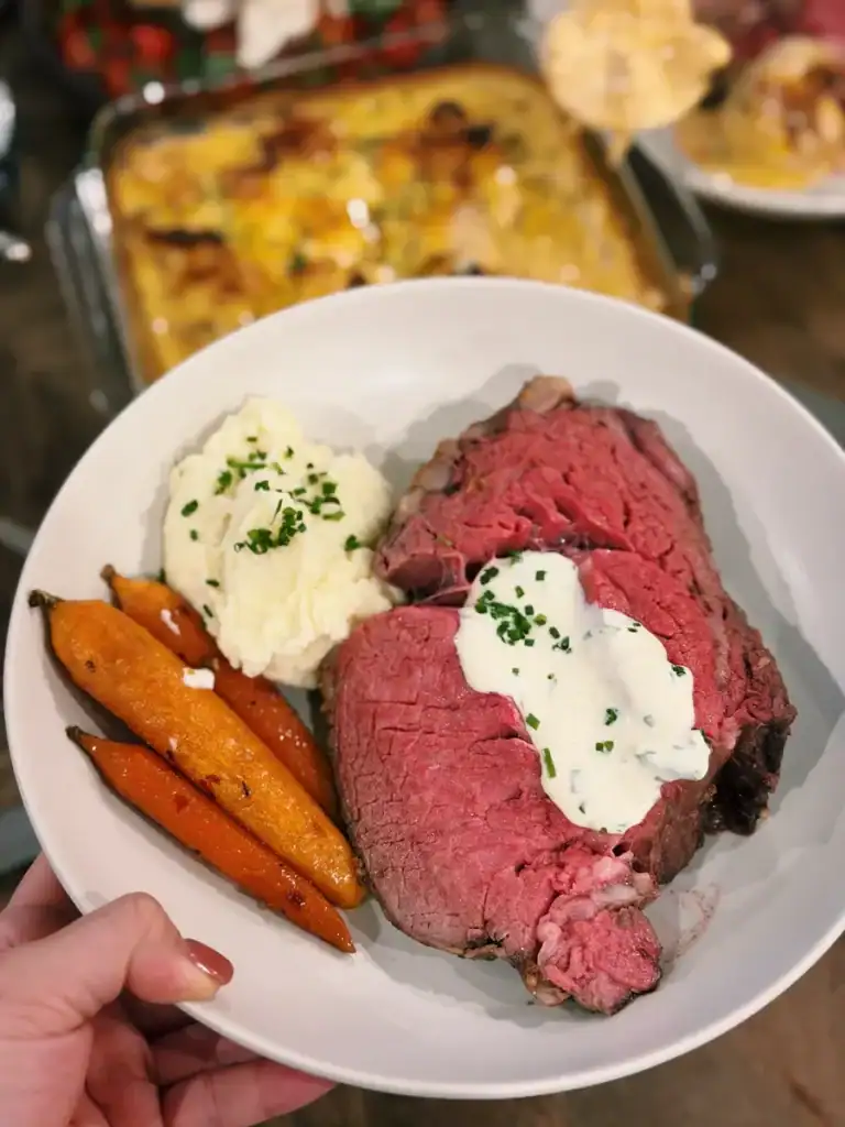 Herb-Crusted Prime Rib with Au Jus and Horseradish
