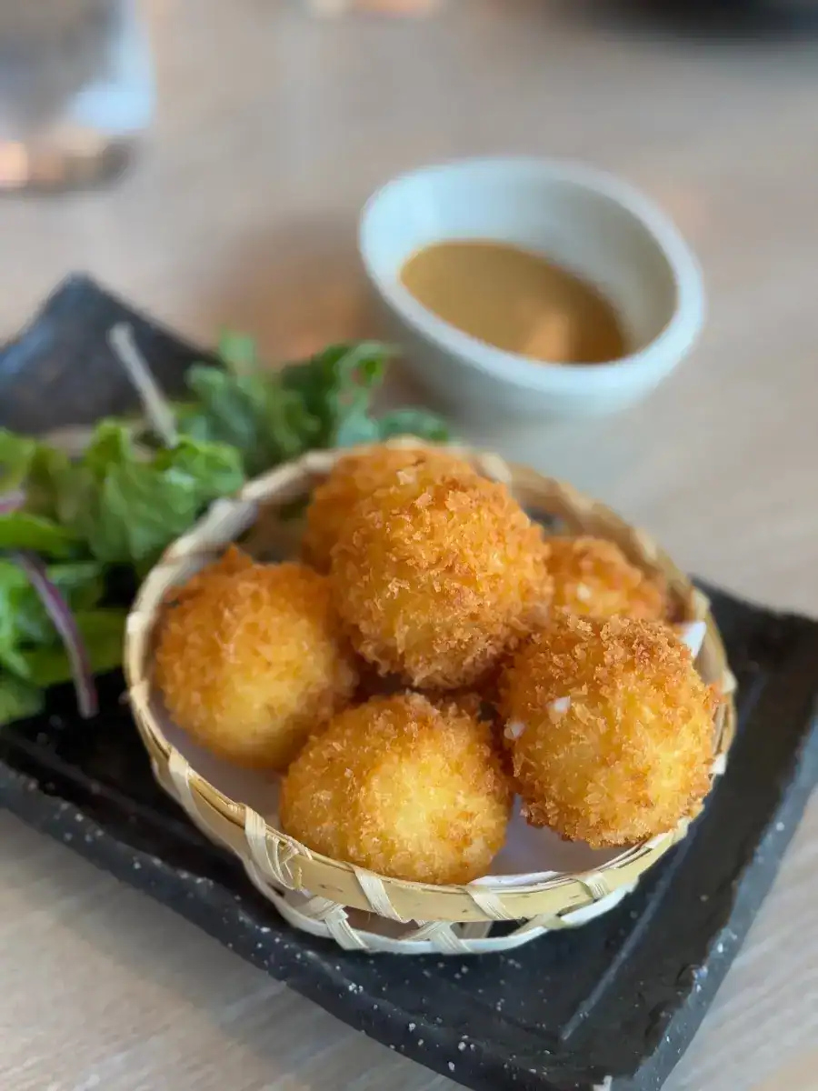 Freshly fried potato croquettes at Rinka in Honolulu, Oahu, Hawaii 