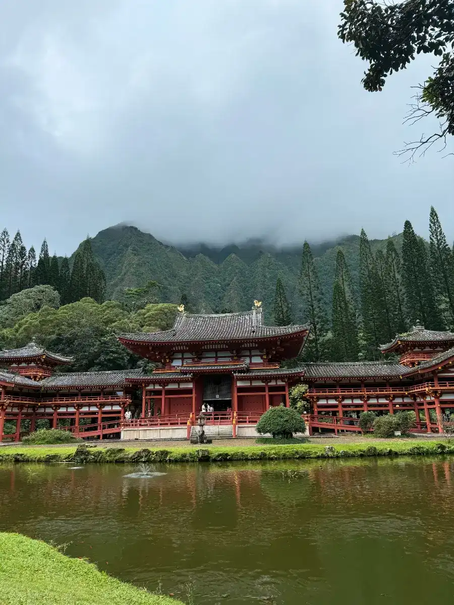 Byodo-In Temple on Oahu, Hawaii front view of main temple