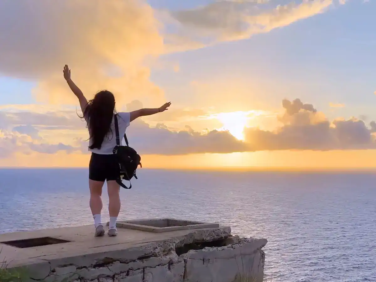 Tiffy at Makapu’u Point Lighthouse Trail Hike in Honolulu Oahu Hawaii during the sunrise