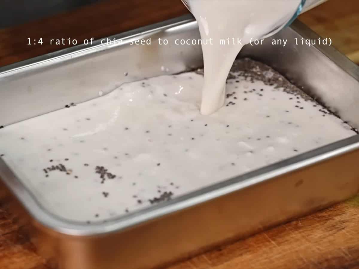 Prepping Coconut Chia Seed Pudding before letting it sit overnight 