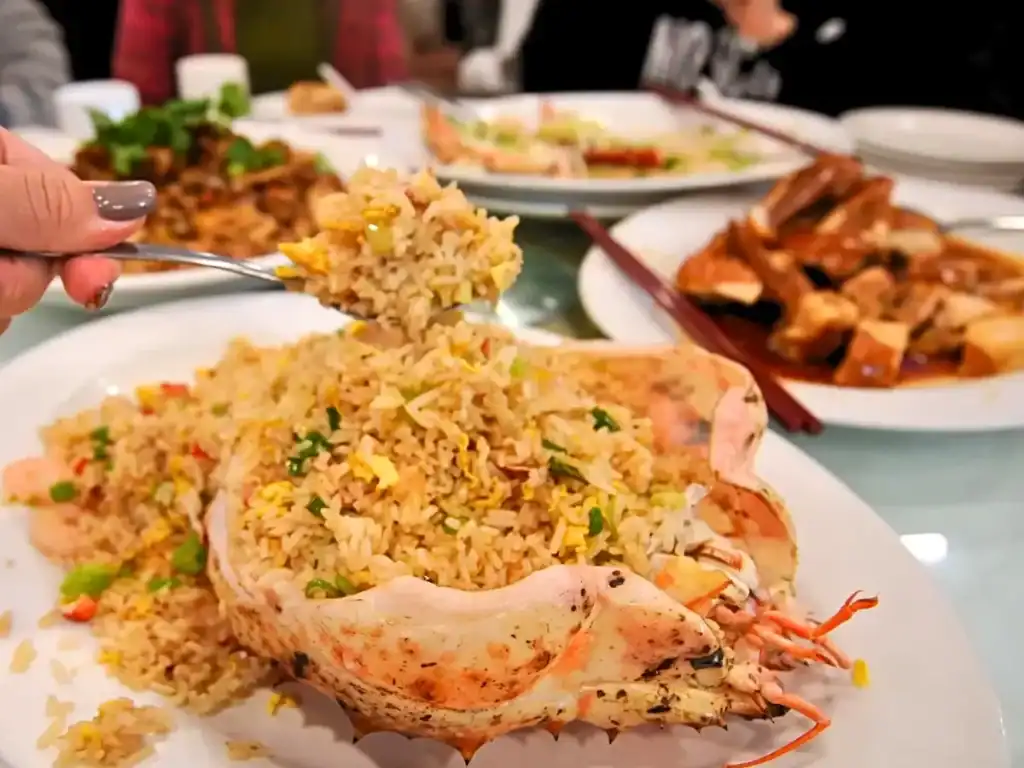 Birthday dinner with family King Crab Fried Rice at Sanbo Chinese Restaurant in Vancouver