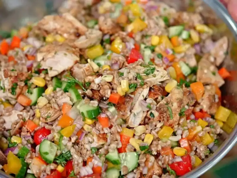 High Protein Lemon Chicken Farro Salad For Meal Prep
