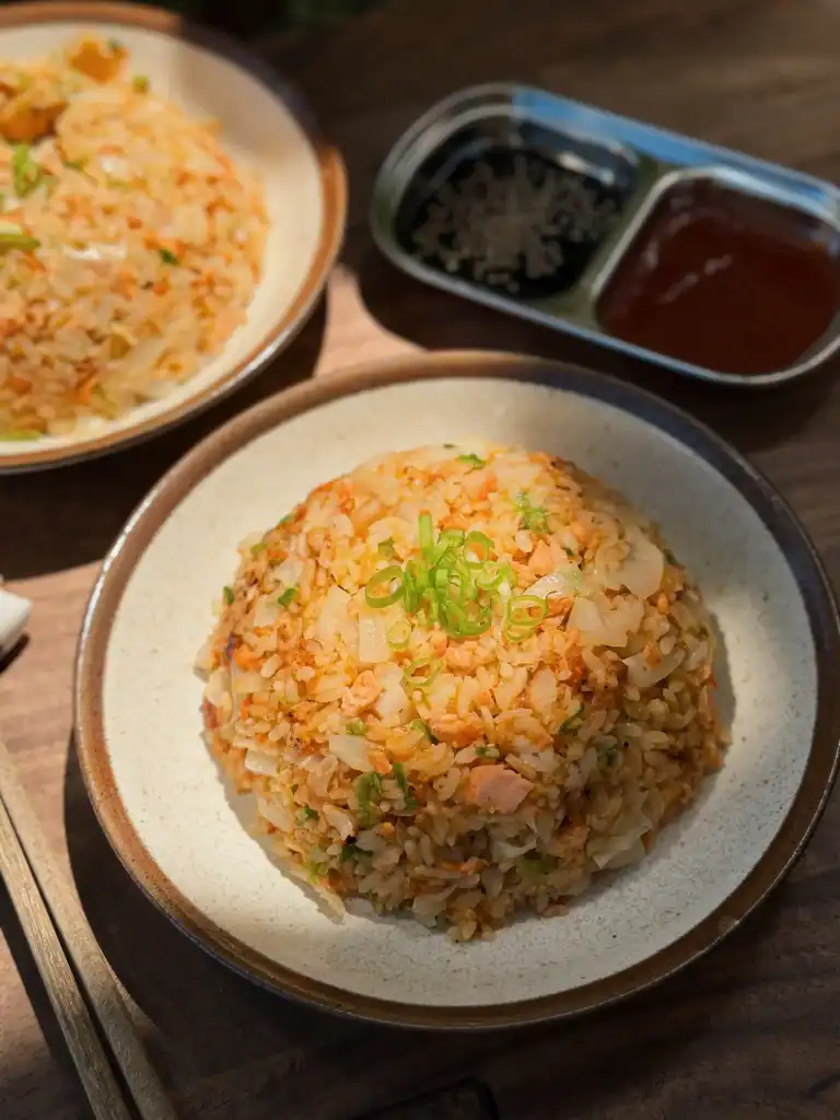 A plate of Golden Salmon Fried Rice 
