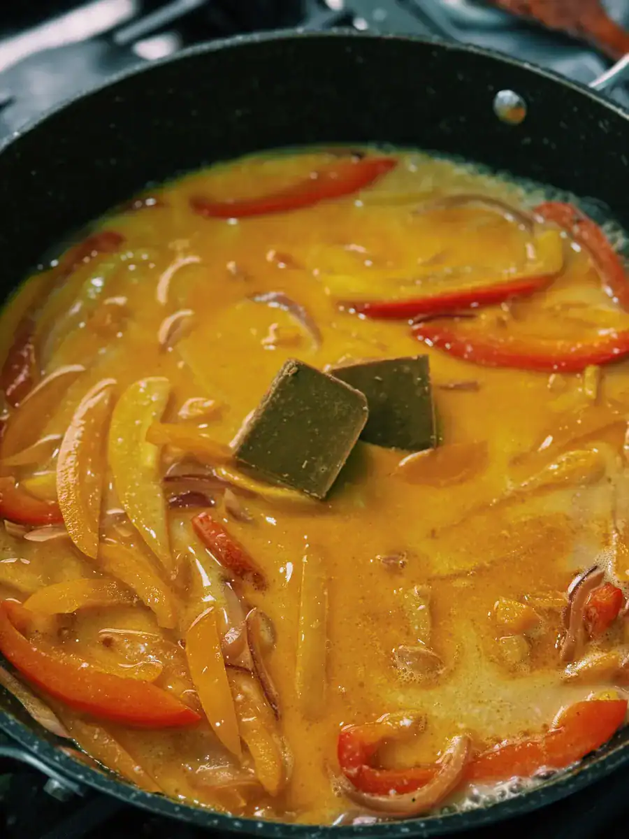 Adding Japanese Curry Cubes to One Pot Coconut Prawn Curry