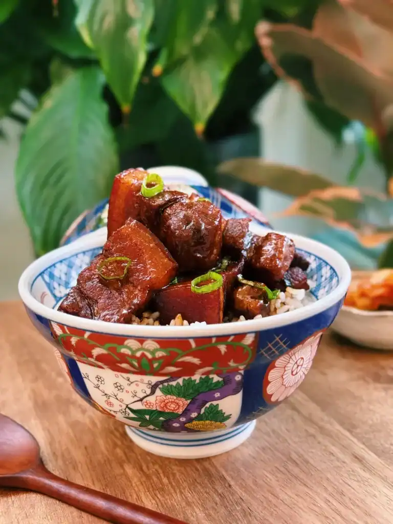 Scallion Soy Braised Pork Belly Rice Bowl