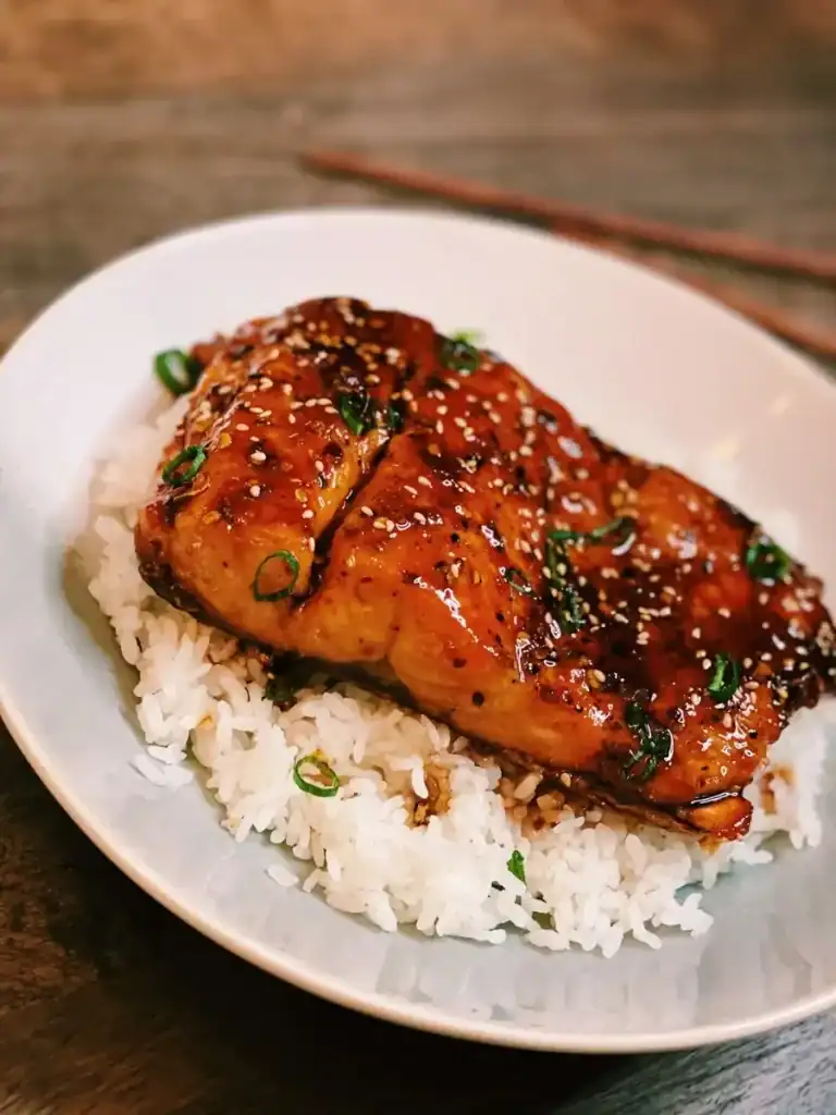 Spicy Honey Glazed Salmon Plated