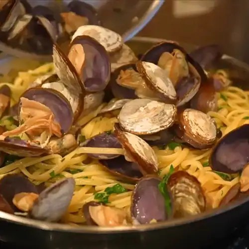 White Wine Clam Linguine finished in a pan
