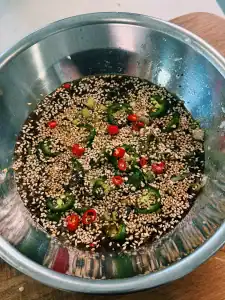 Korean Inspired Soy Glaze with chili and sesame for Soy Glazed Pork Belly