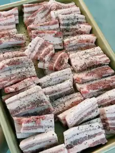 Seasoned pork belly for Korean Soy Glazed Pork Belly