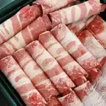Thinly Sliced hot pot beef used for 20 minute tomato beef noodle soup, or any leftover hot pot meat recipes